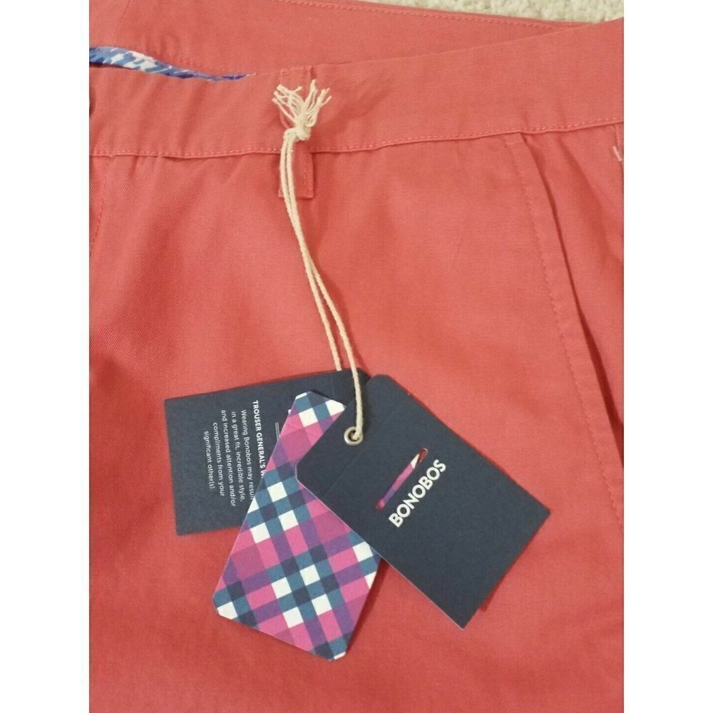 BONOBOS~Men's Size 34×34~Pink Straight Fit Washed Chinos 100 % Cotton NWT - Picture 3 of 10